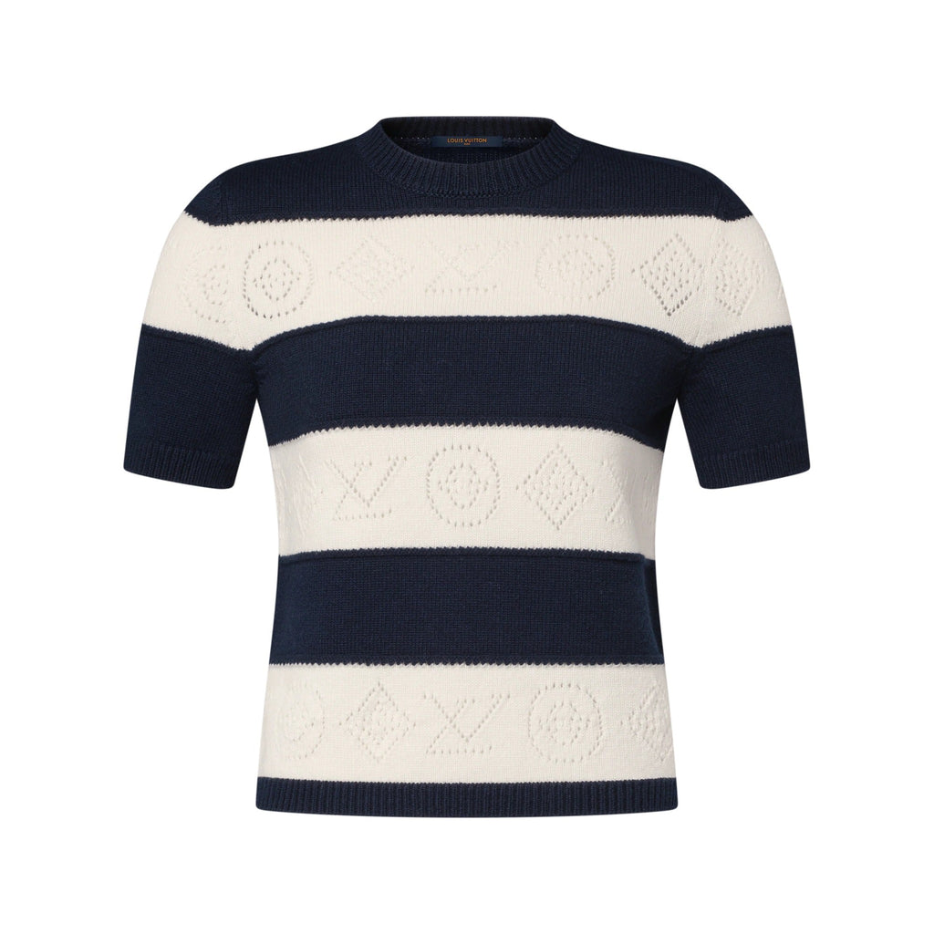 Openwork Striped Knit Top