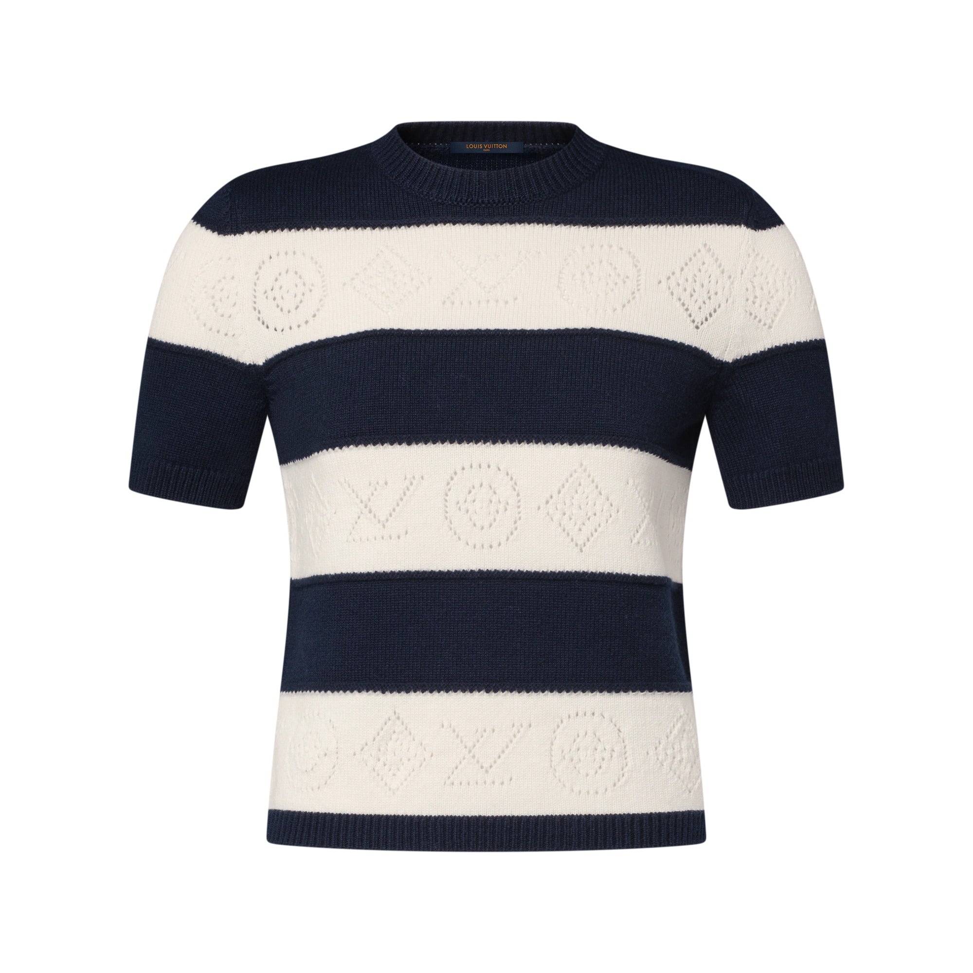 Openwork Striped Knit Top
