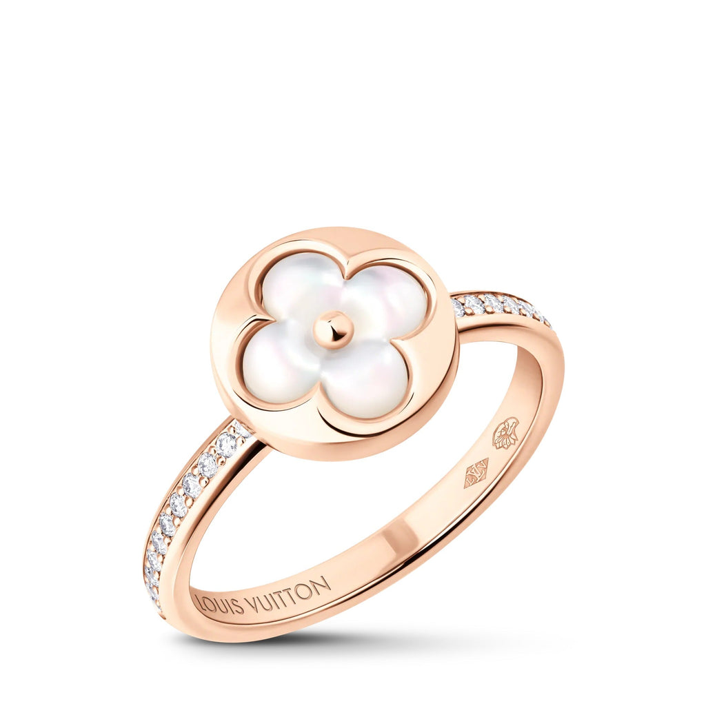 Color Blossom XS Sun Ring, Pink Gold, White Mother-of-Pearl and Diamonds