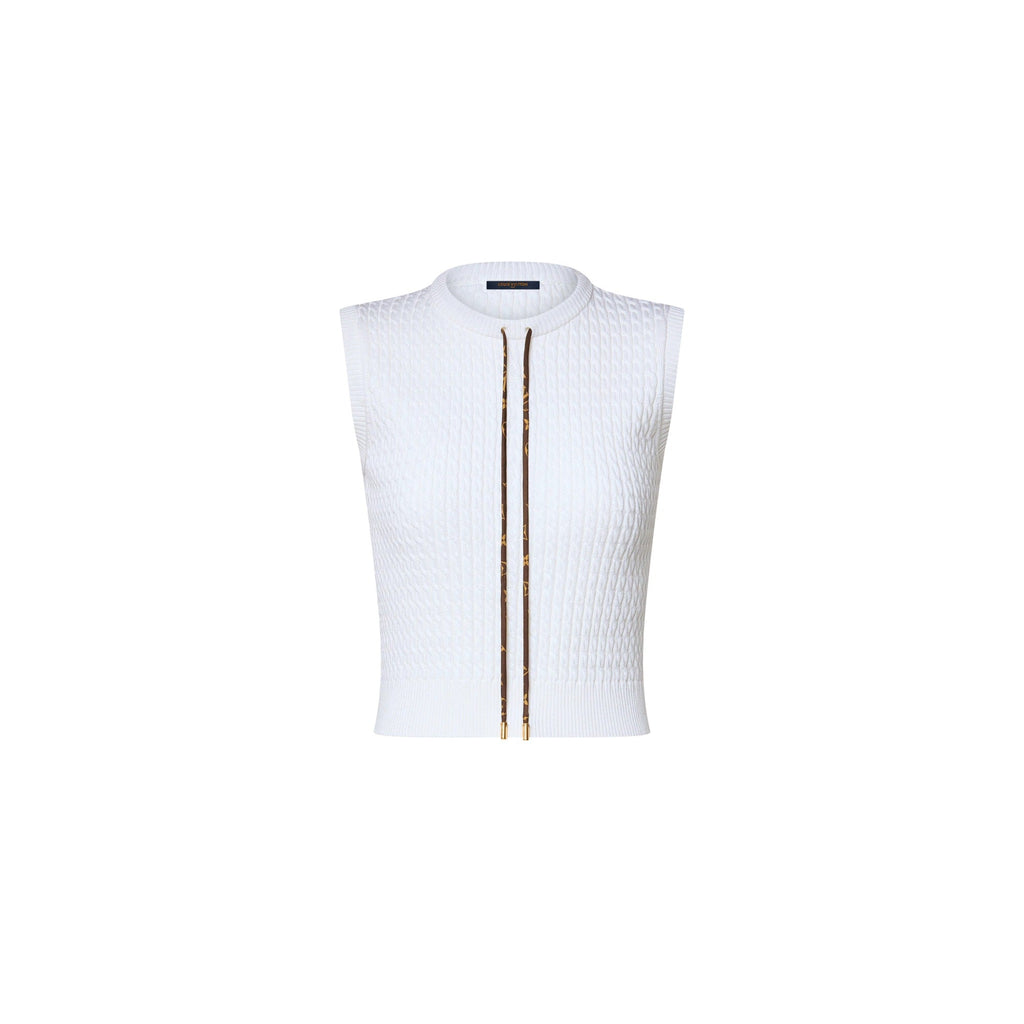 Monogram Drawstring Knit Top