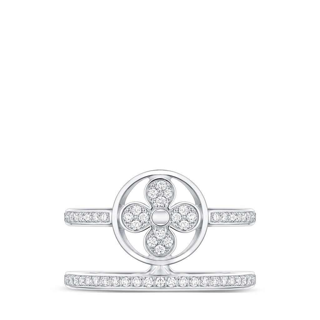 Idylle Blossom Two-Row Ring, White Gold And Diamonds