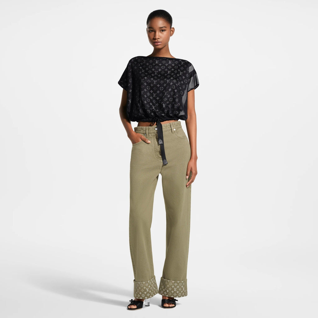 Monogram Lined Mesh Top