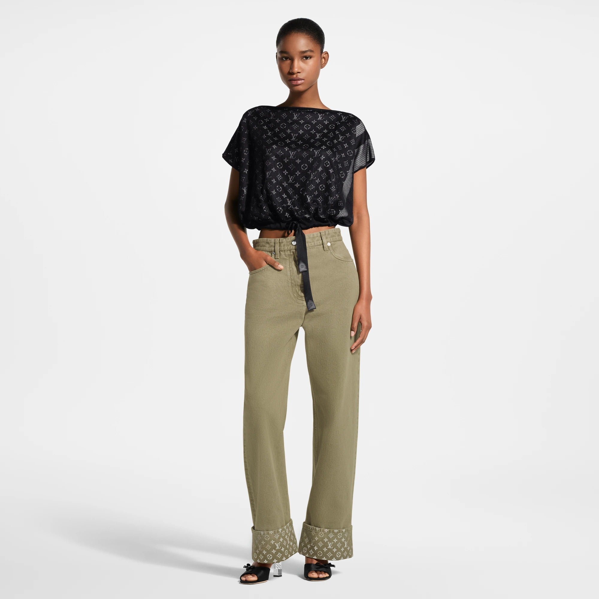 Monogram Lined Mesh Top