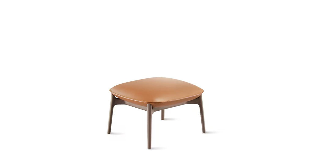 Collar Lounge Stool Chair - Caramel / Walnut