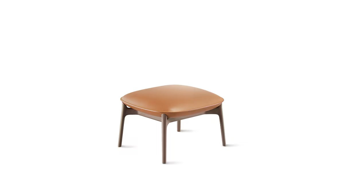 Collar Lounge Stool Chair - Caramel / Walnut