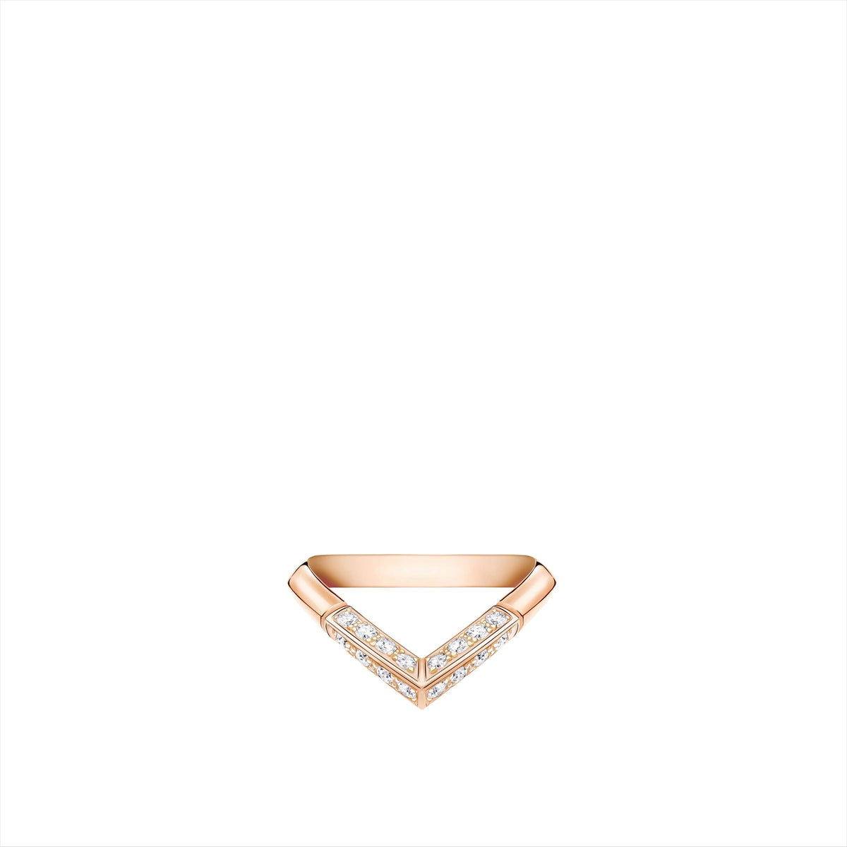 LV Diamonds Pavé V Ring, Pink Gold