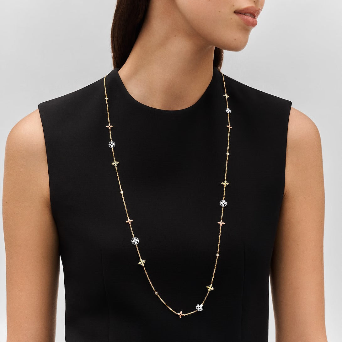 Idylle Blossom sautoir, 3 golds and diamonds