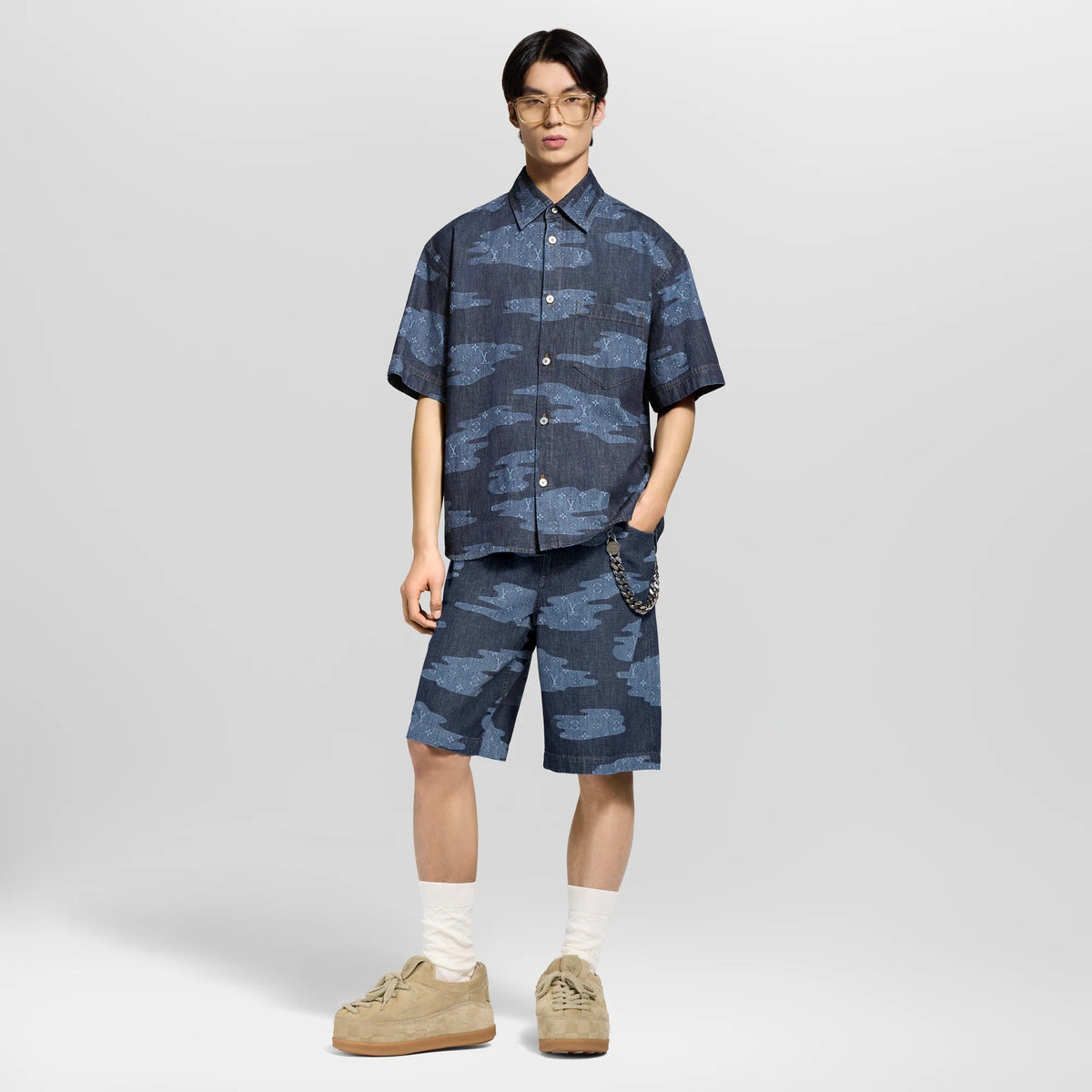 Monogram Short-Sleeved Chambray Shirt