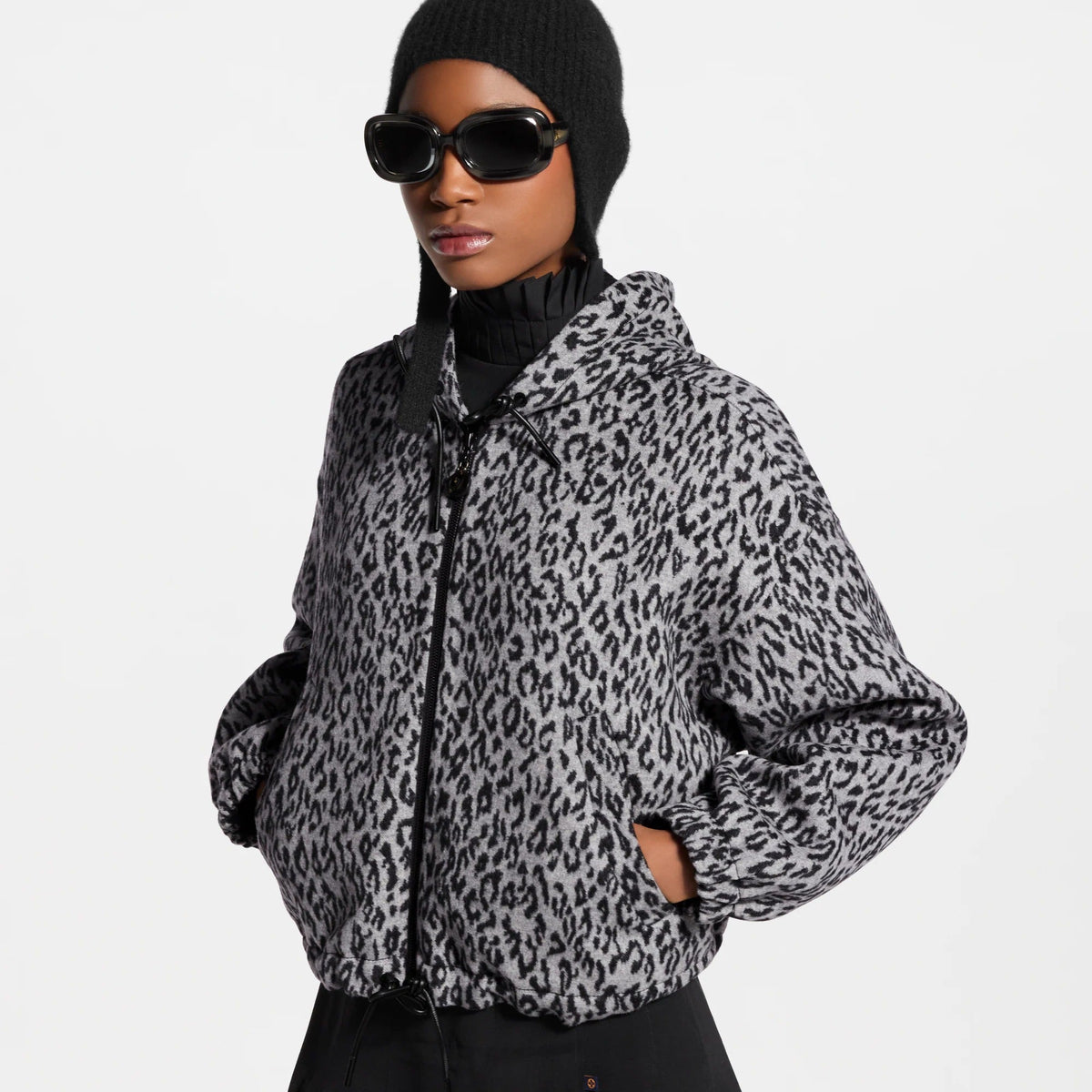 Cropped Signature Leopard Coat