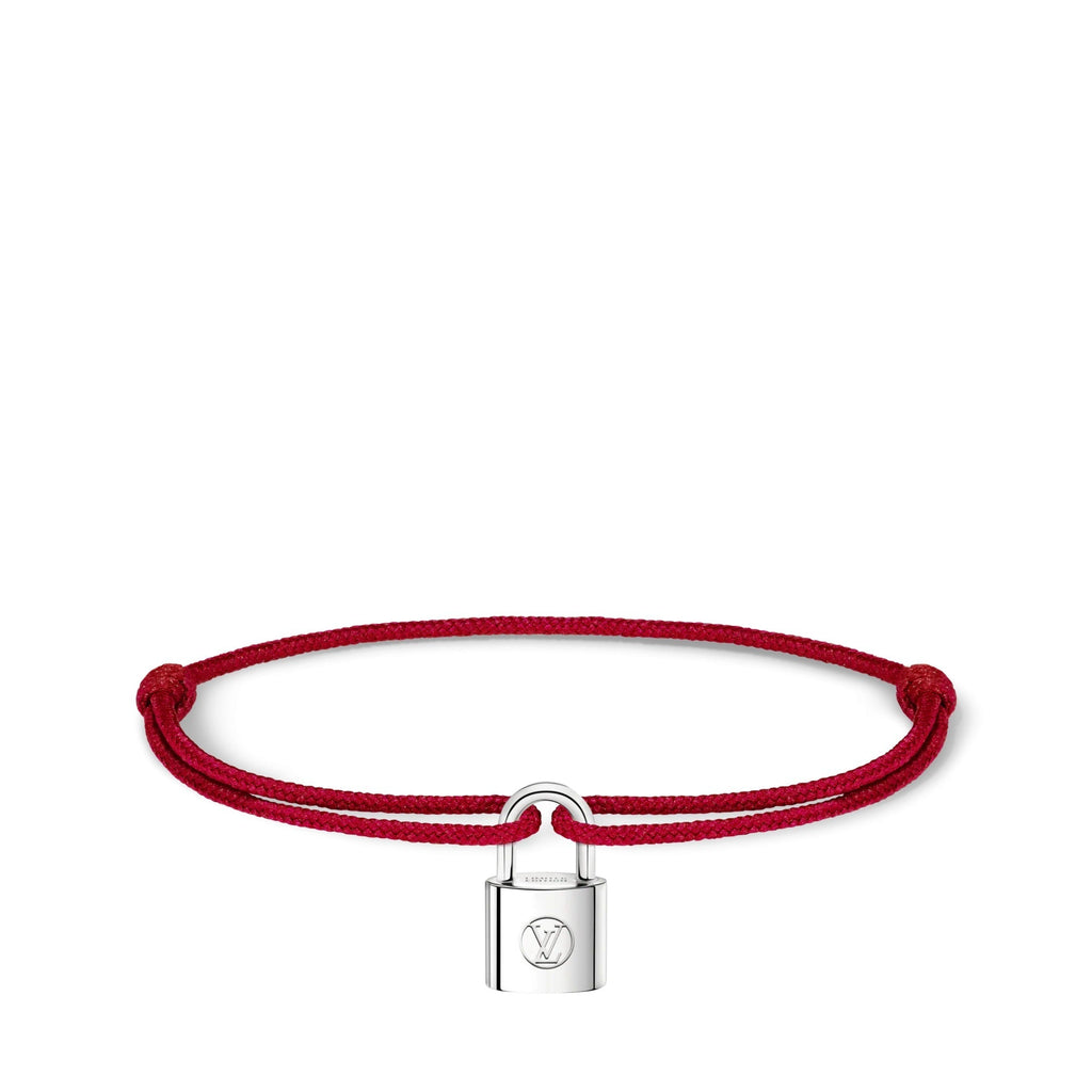 Silver Lockit Bracelet, Sterling Silver and Red Polyester Cord