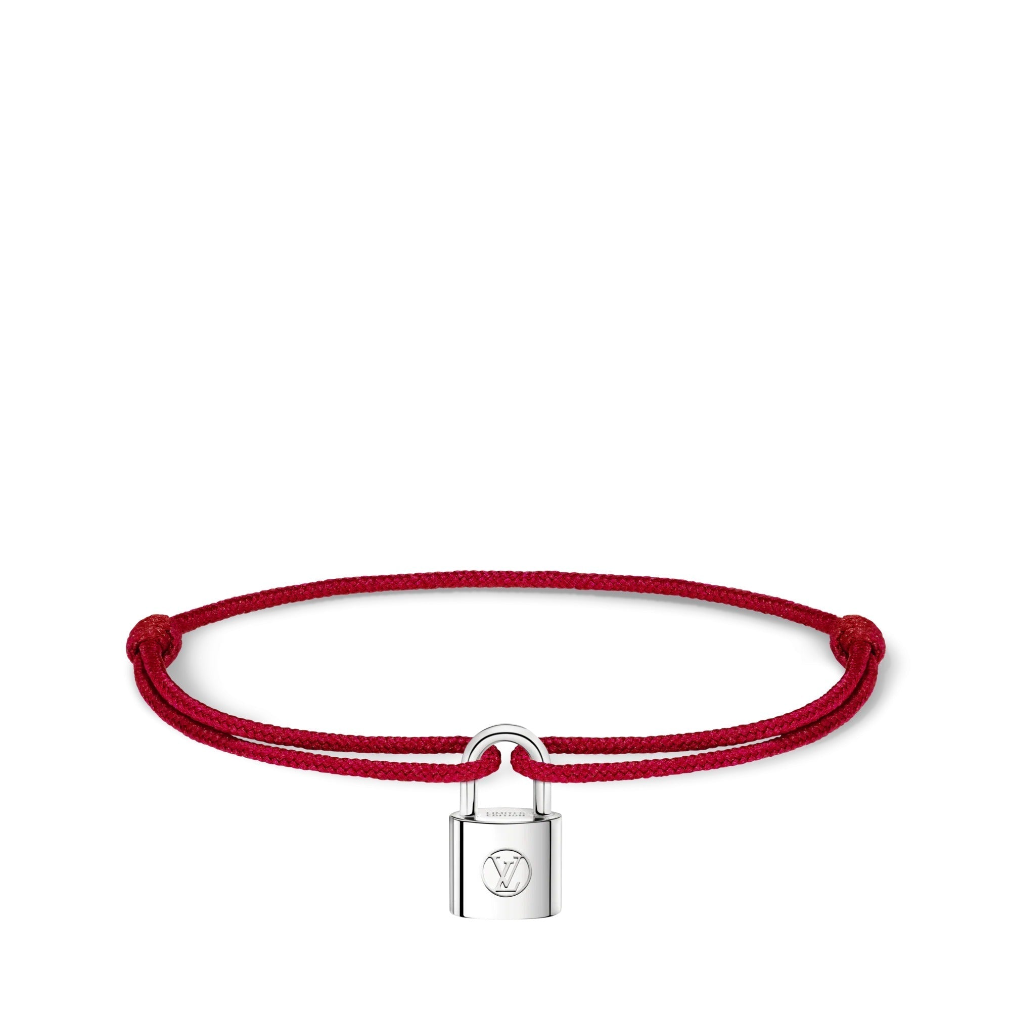 Silver Lockit Bracelet, Sterling Silver and Red Polyester Cord