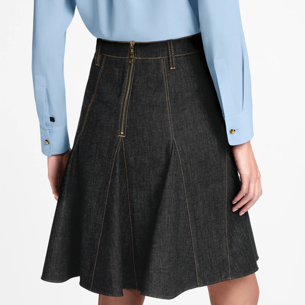 Topstitched Denim Skirt