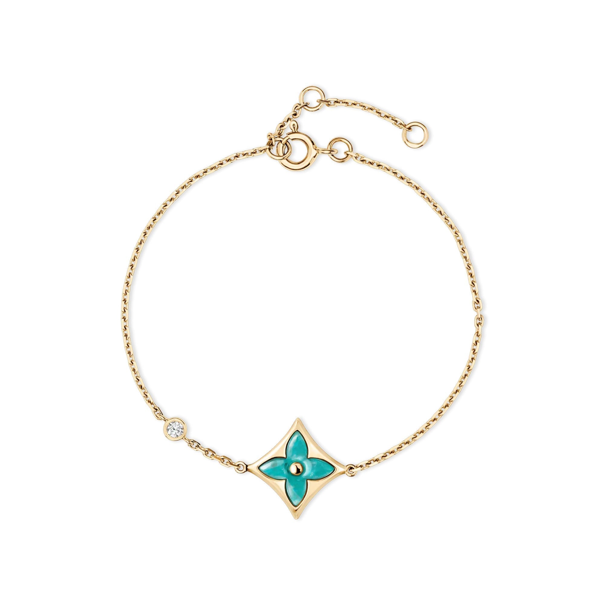 Color Blossom BB Star Bracelet, Yellow Gold, Amazonite and Diamond