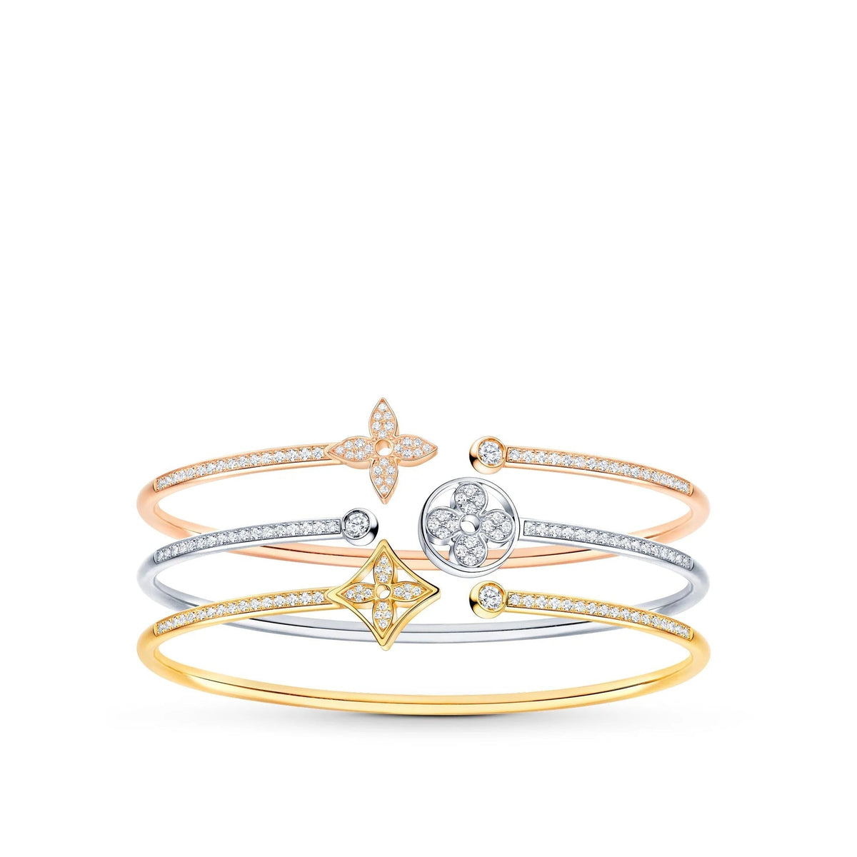 Idylle Blossom Twist Bracelet, Yellow Gold And Diamonds
