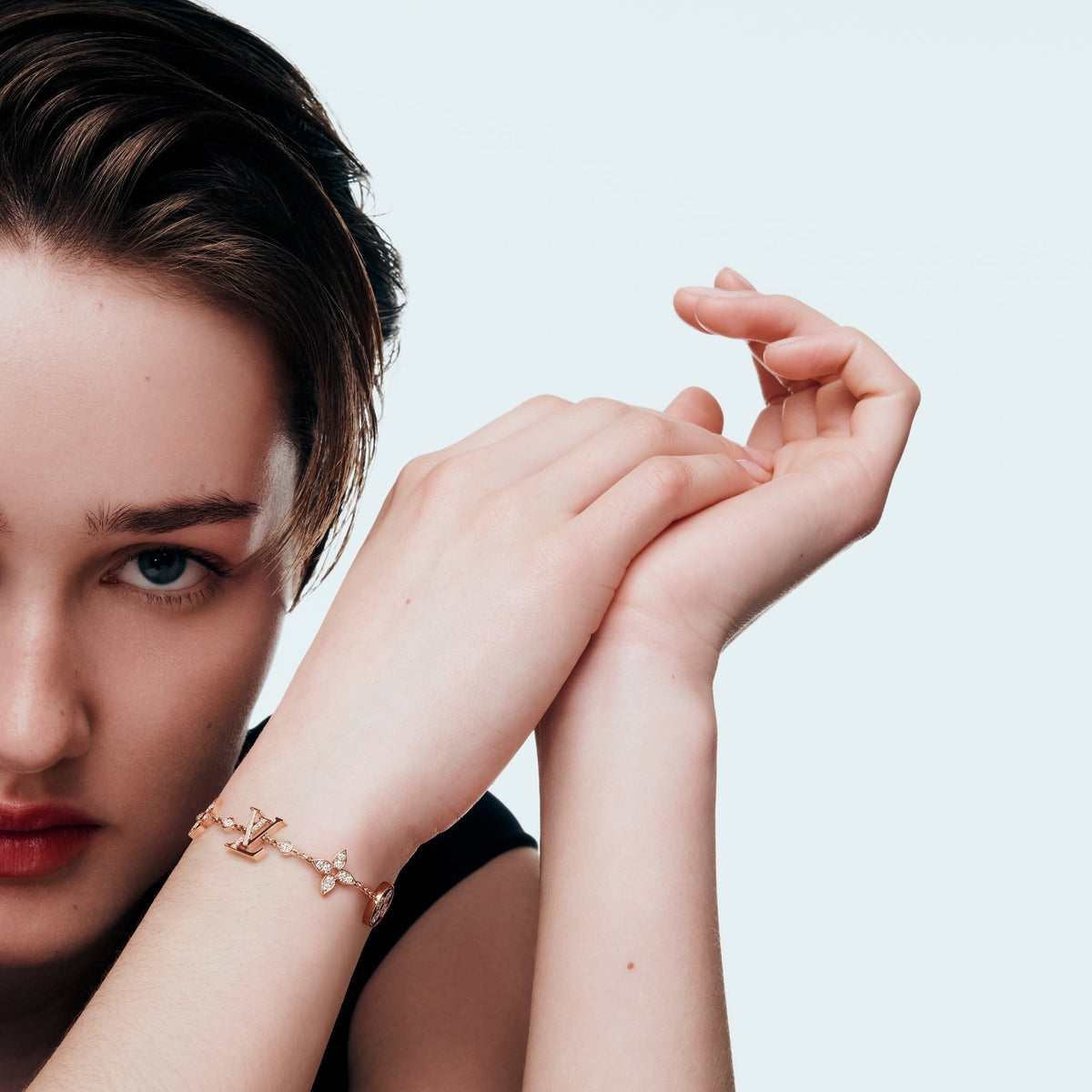 Idylle Blossom Multi-Motif Bracelet, Pink Gold and Diamonds
