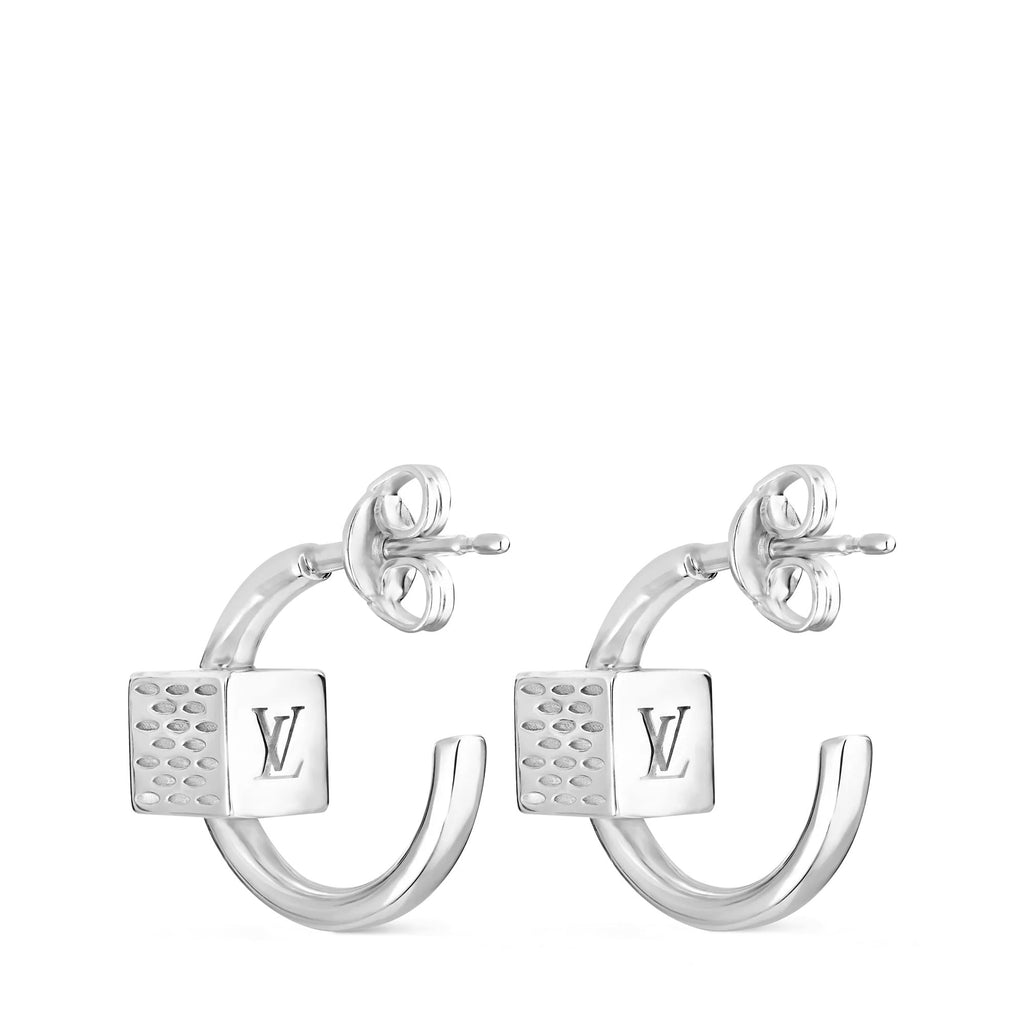 LV Cube Hoop Earrings Silver