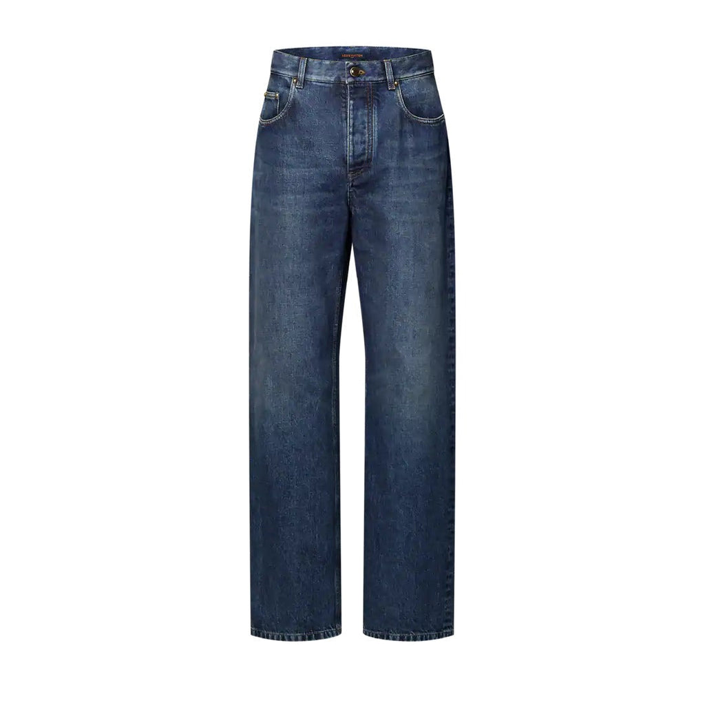 Denim Skate Pants With Leather Signature Pockets