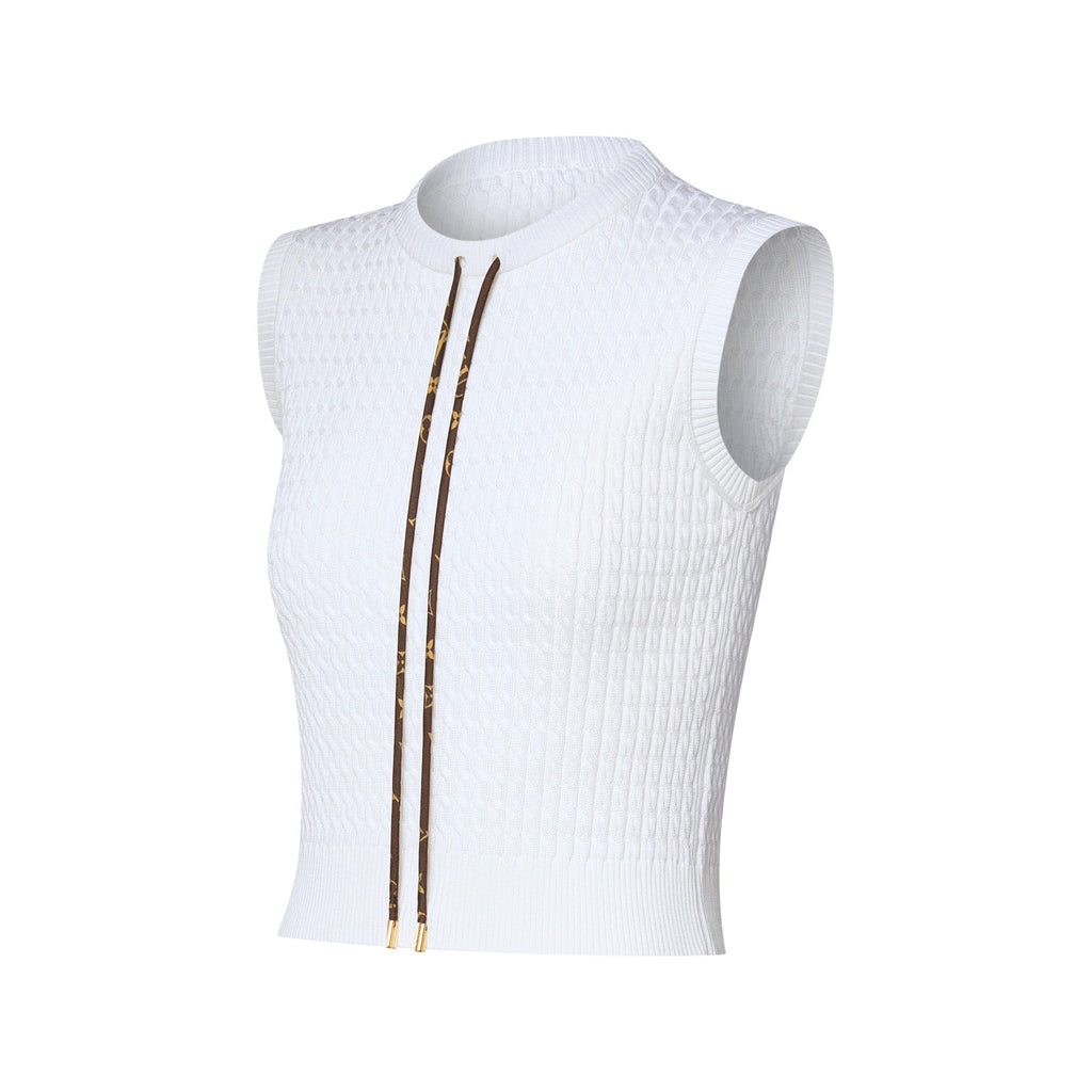Monogram Drawstring Knit Top