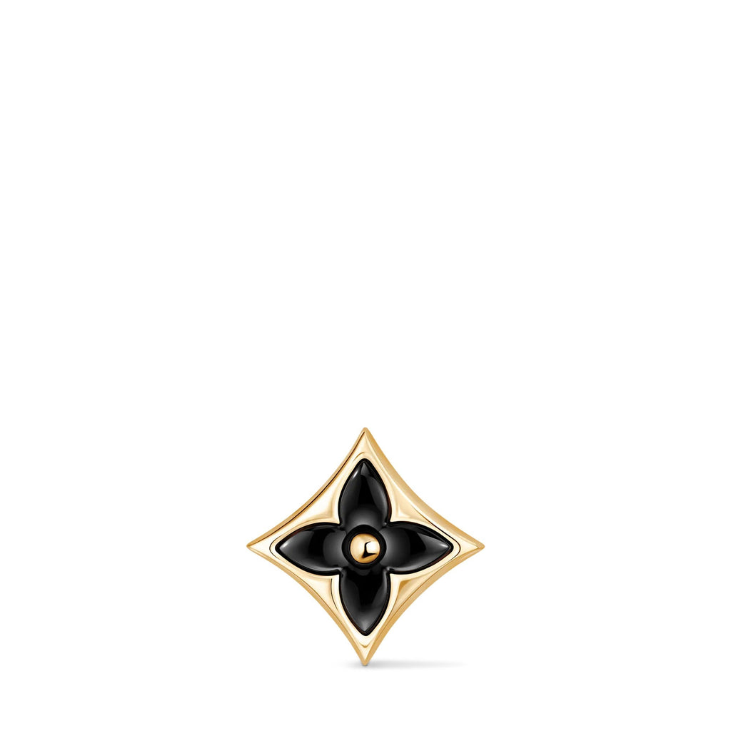 Color Blossom BB Star Ear Stud, Yellow Gold and Onyx - Per Unit