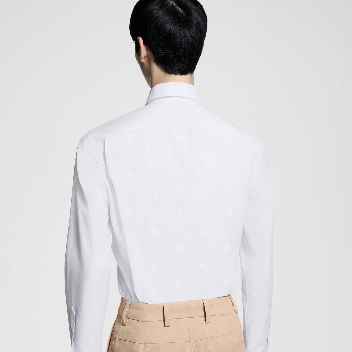 LV Blason Printed Long-Sleeved Cotton Shirt