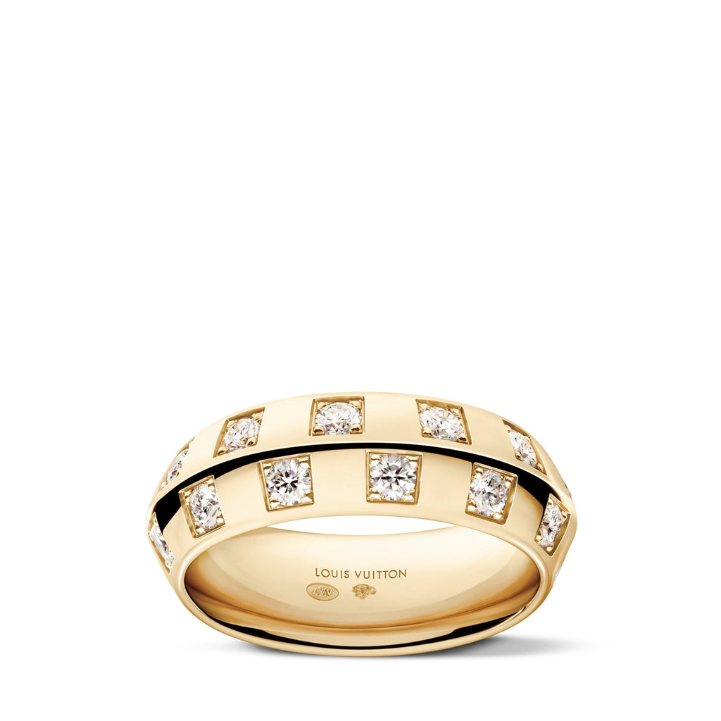 Le Damier de Louis Vuitton Large Ring, Yellow Gold and Diamonds
