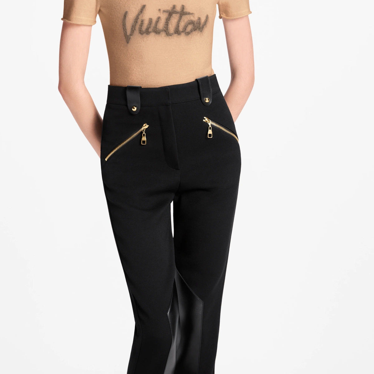 Leather Accent Riding Pants