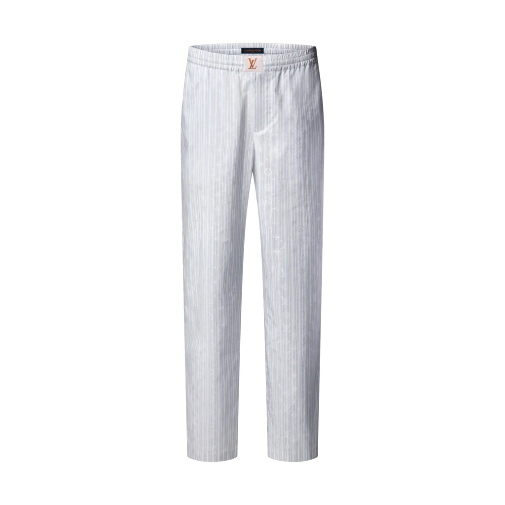 Monogram Striped Casual Drawstring Pants