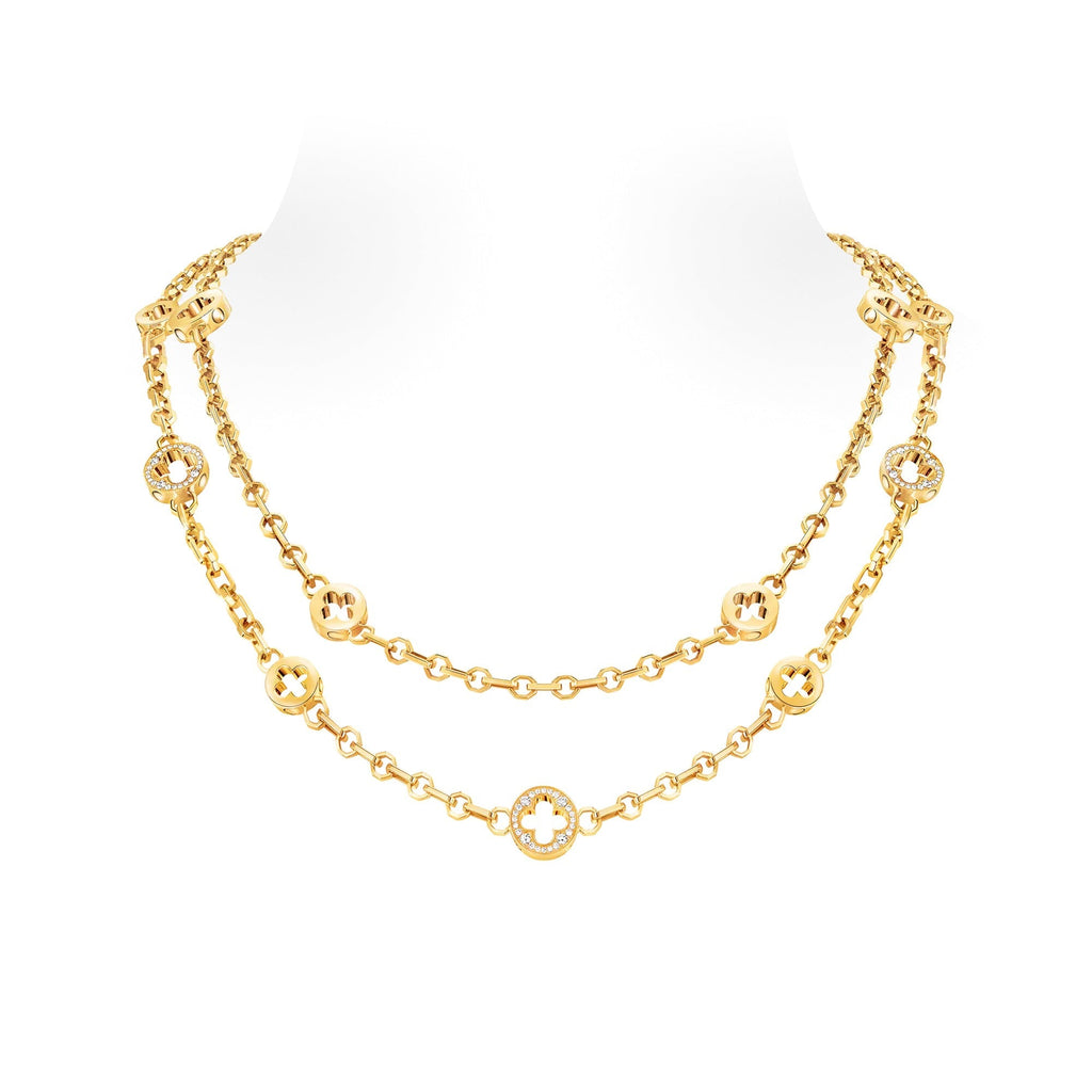 Empreinte Transformable Long Necklace, Yellow Gold and Diamonds