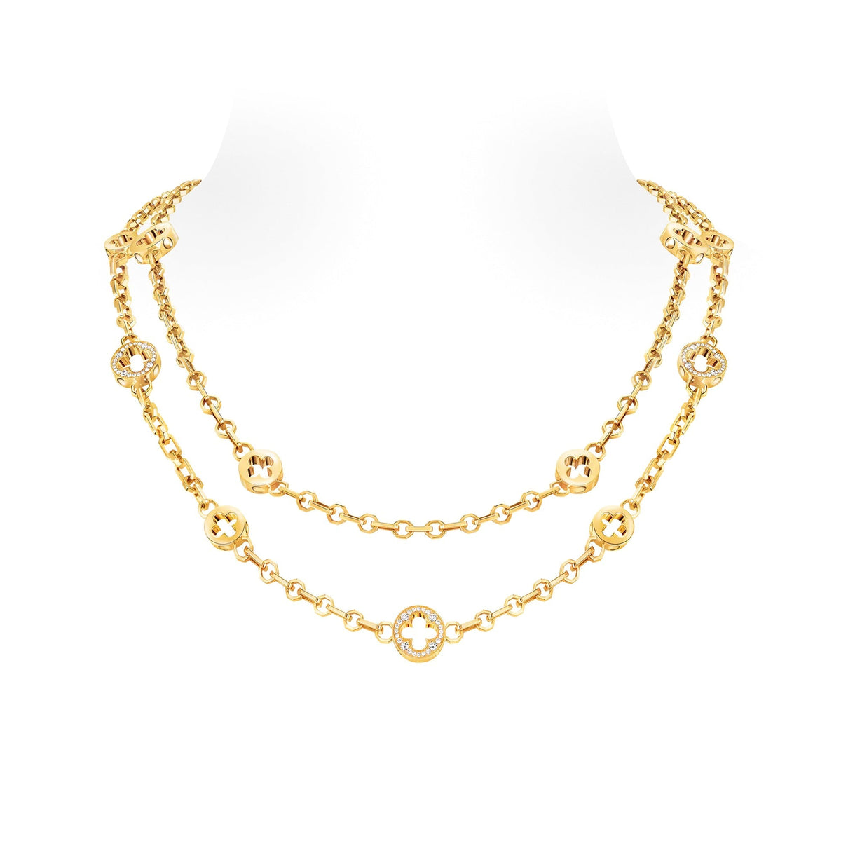 Empreinte Transformable Long Necklace, Yellow Gold and Diamonds