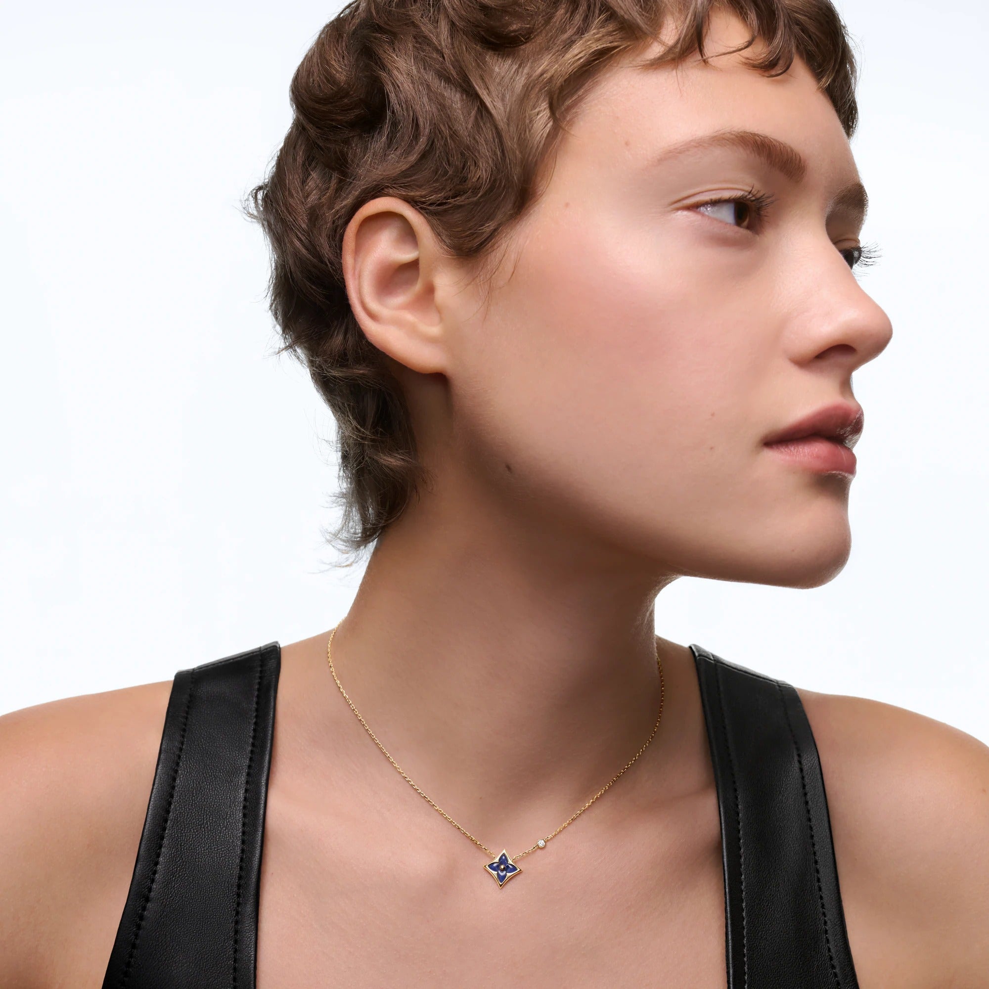 Color Blossom BB Star Pendant, Yellow Gold, Sodalite and Diamond