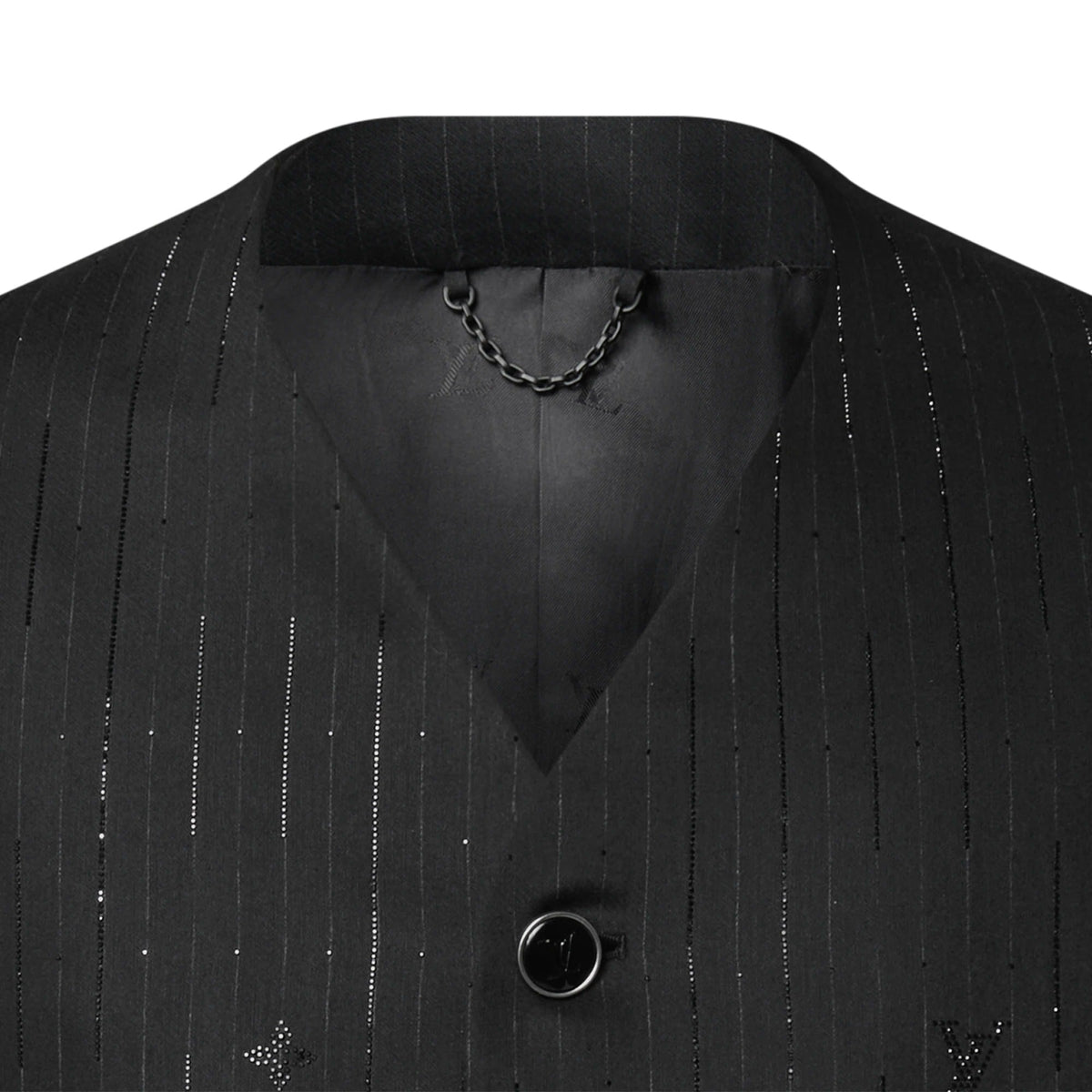 Embellished Pinstripe V-Neck Jacket