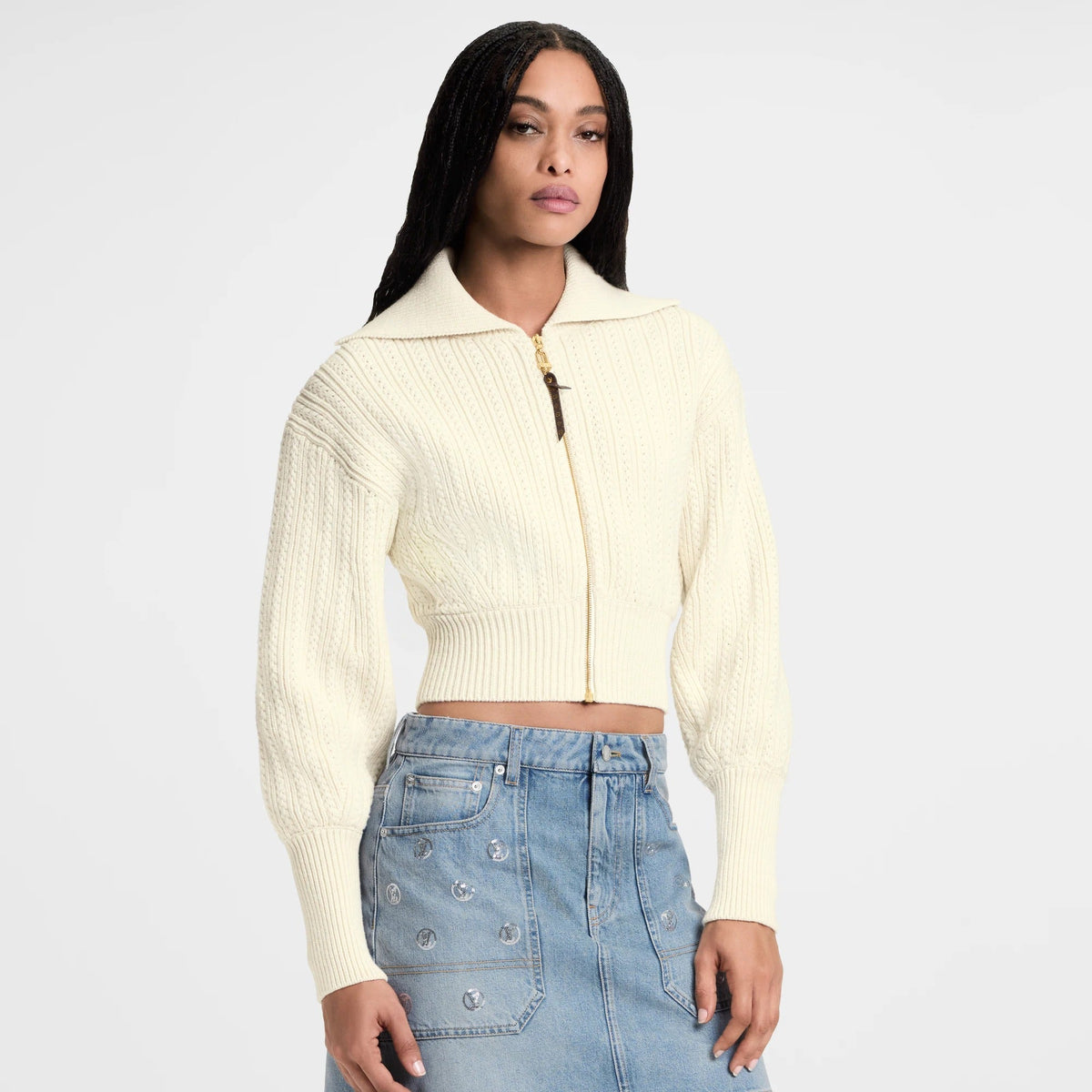 Cropped Rib-Knit Jacket