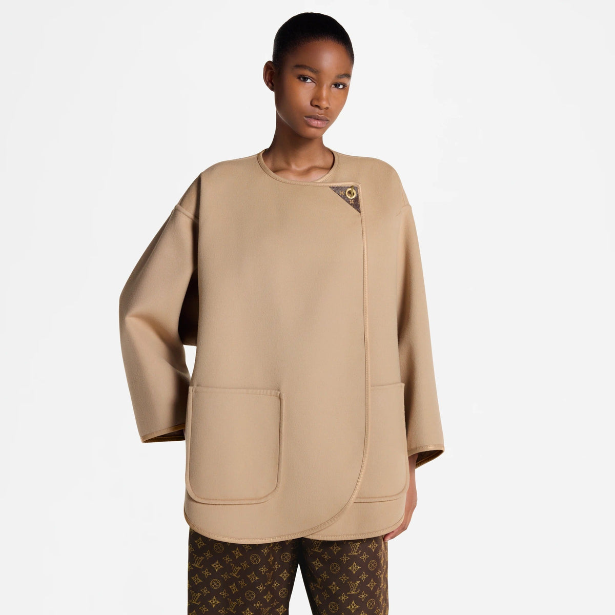 Long Double Face Toggle Detail Coat
