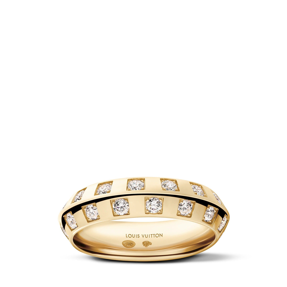 Le Damier de Louis Vuitton Medium Ring, Yellow Gold and Diamonds