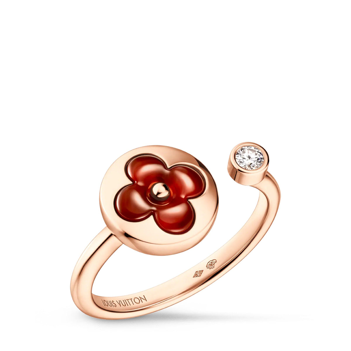 Color Blossom Mini Sun Ring, Pink Gold, Cornelian and Diamond