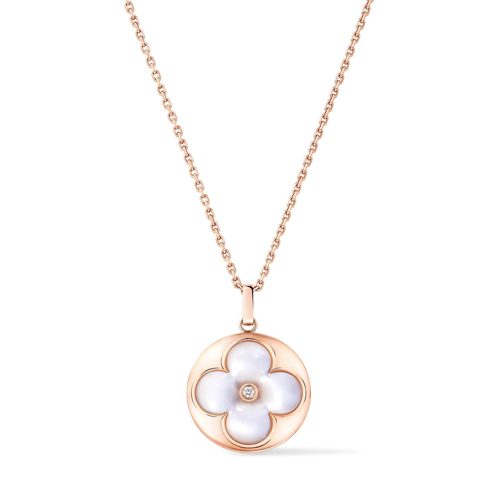 Color Blossom XL Sun Medallion, Pink Gold, White Mother-of-Pearl and Diamond