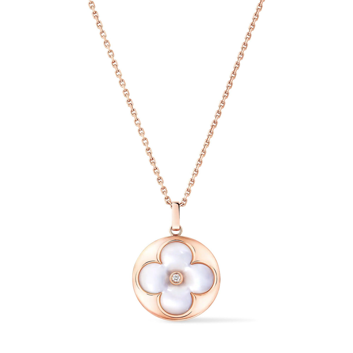 Color Blossom XL Sun Medallion, Pink Gold, White Mother-of-Pearl and Diamond