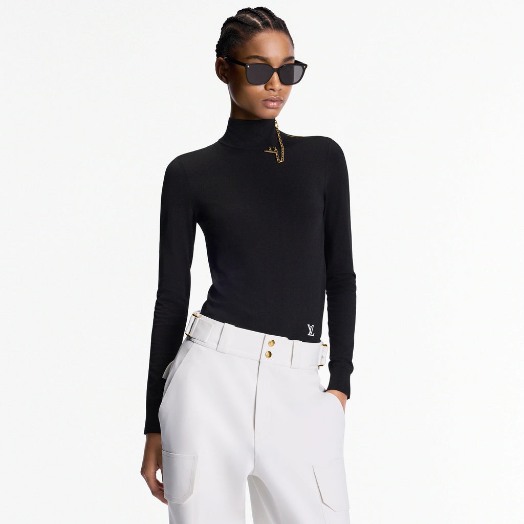 Shoulder Detail Turtleneck Sweater