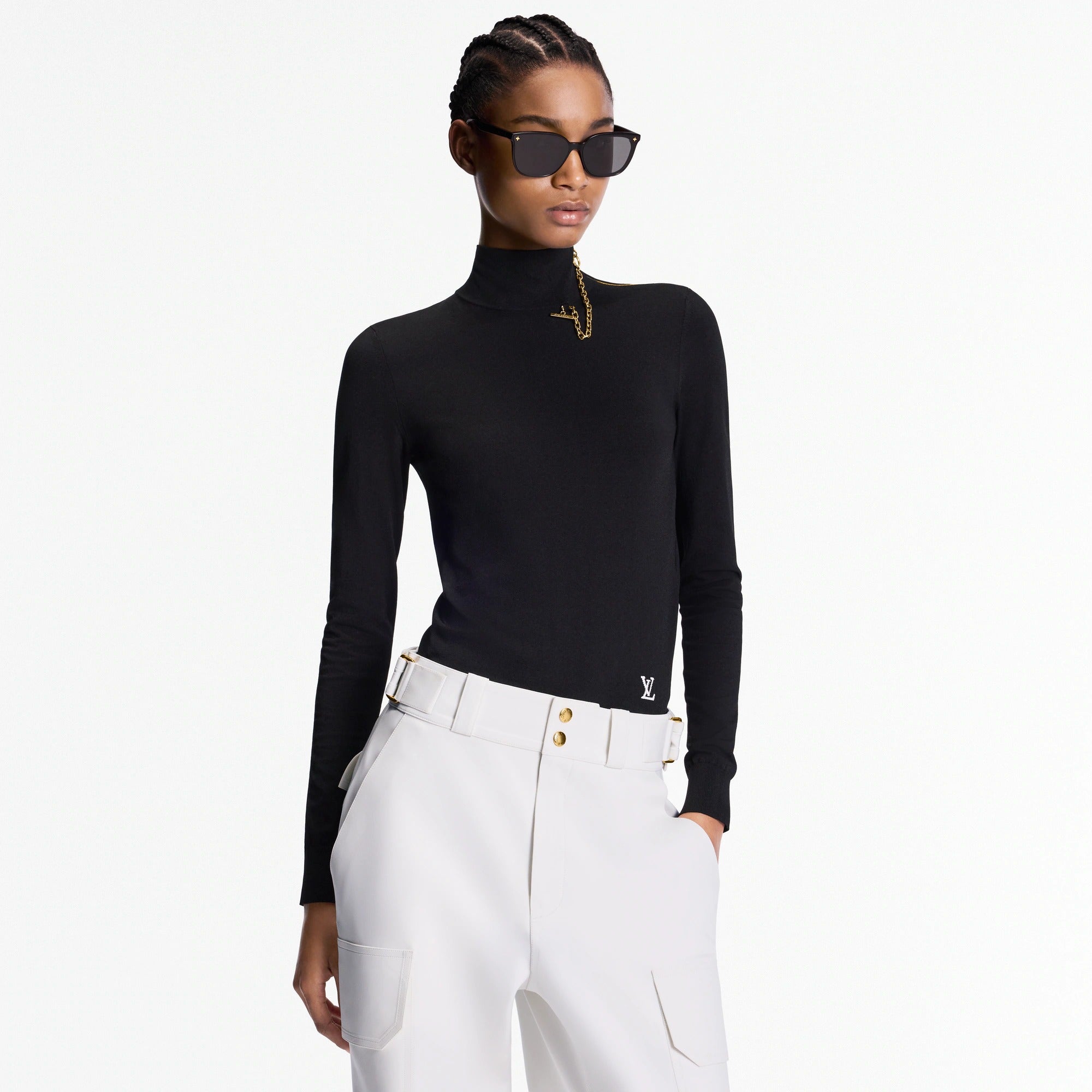 Shoulder Detail Turtleneck Sweater