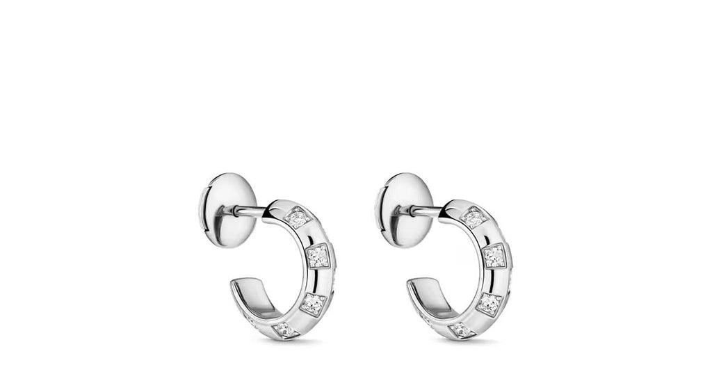 Le Damier de Louis Vuitton Small Hoops, White Gold and Diamonds