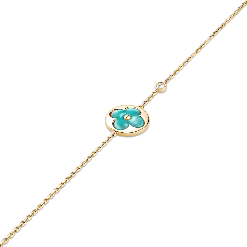 Color Blossom BB Sun Bracelet, Yellow Gold, Amazonite and Diamond