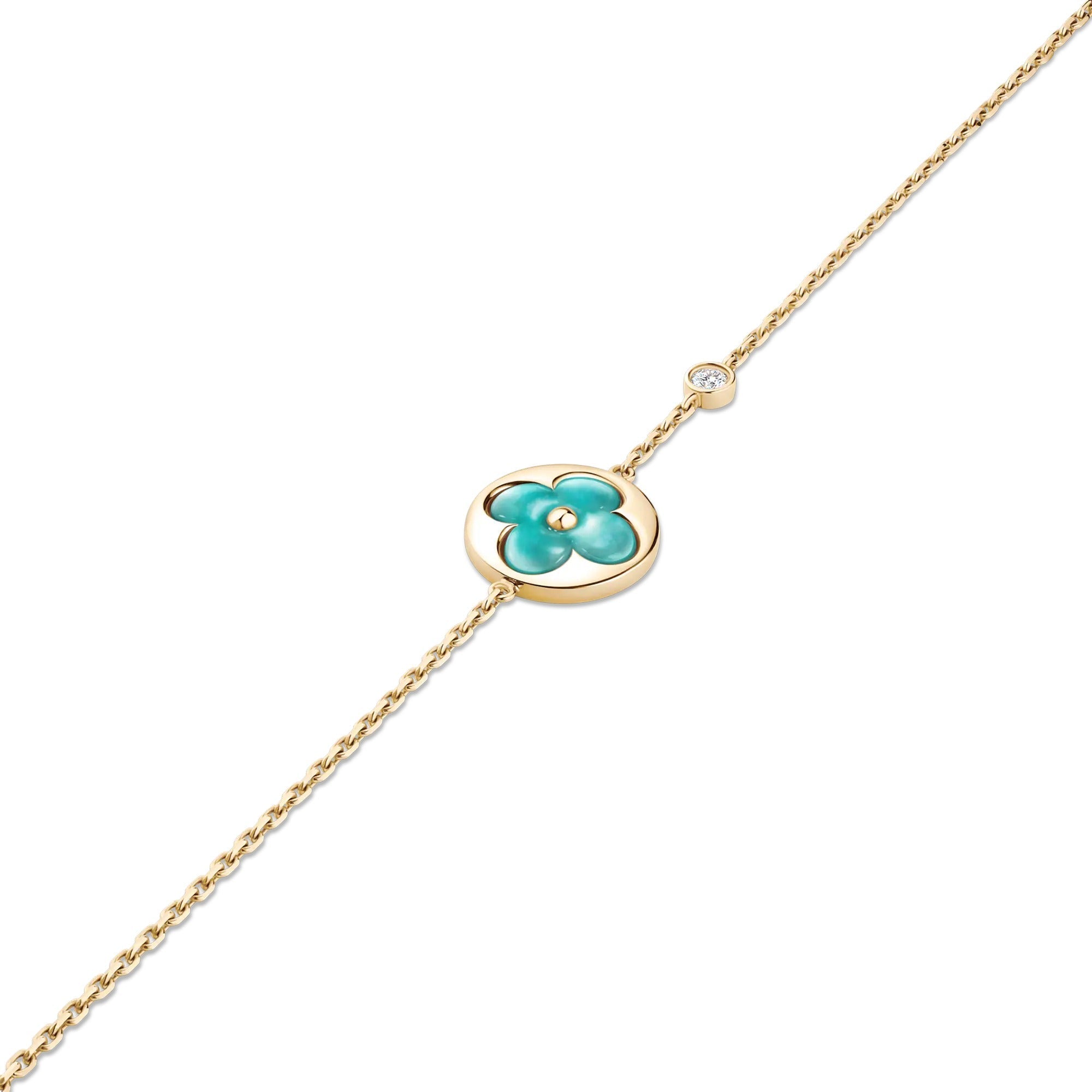 Color Blossom BB Sun Bracelet, Yellow Gold, Amazonite and Diamond