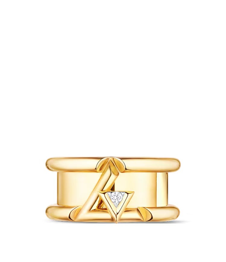 LV Volt One Band Ring, Yellow Gold And Diamond