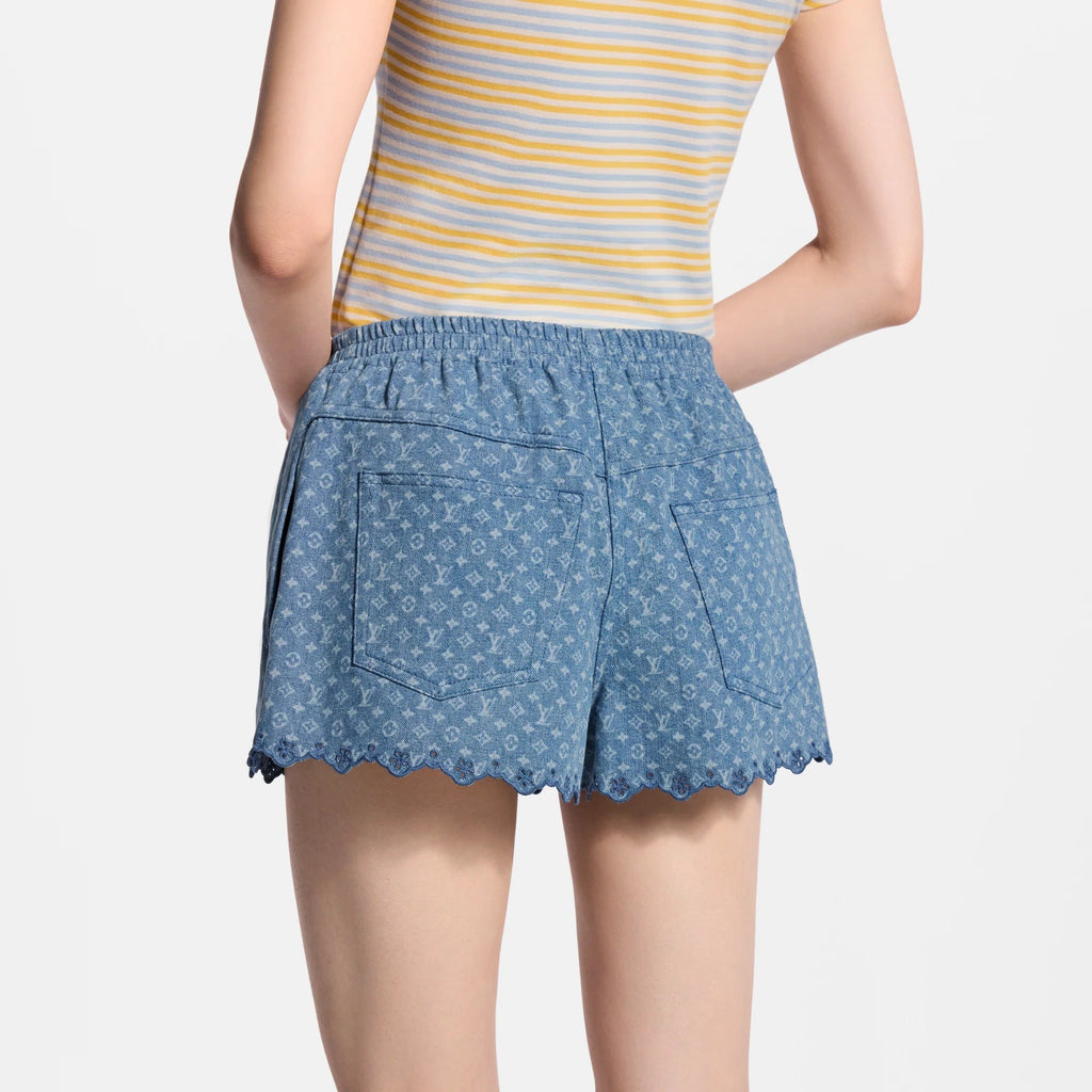 Monogram Denim Mini Shorts