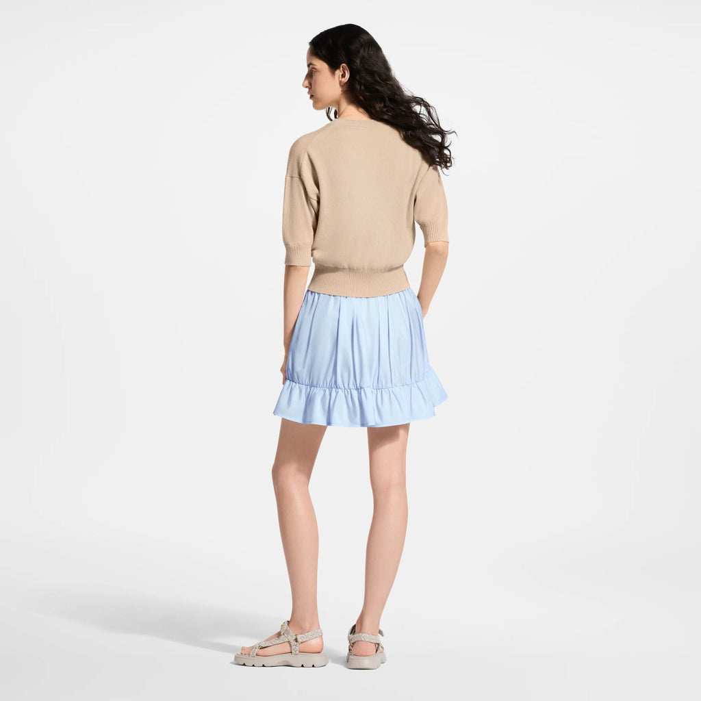 Zipper Front Ruffle Mini Skirt