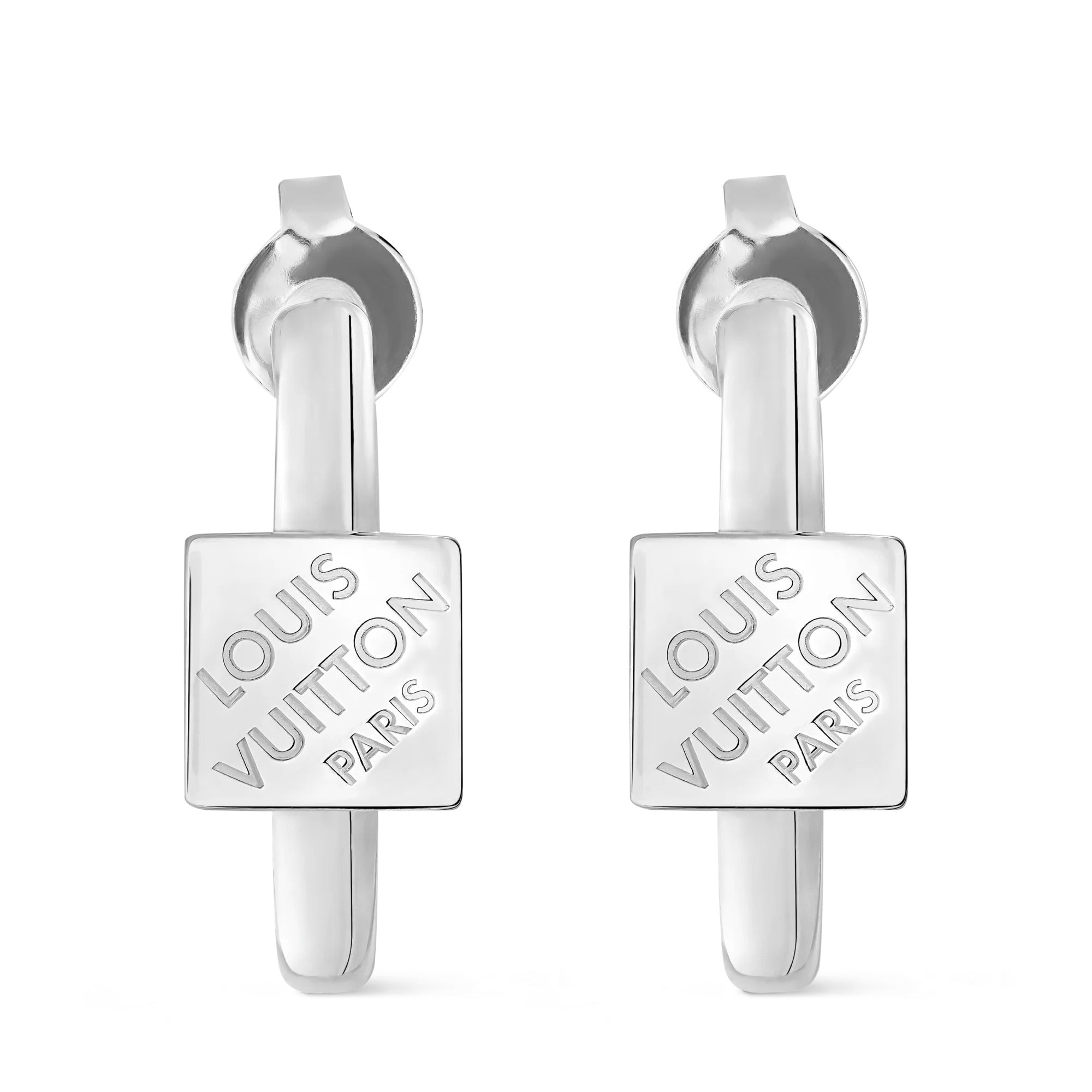 LV Cube Hoop Earrings Silver