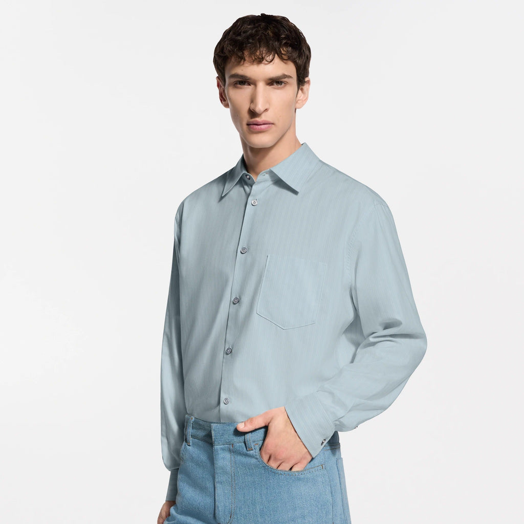 Striped Long-Sleeved Silk-Blend Shirt