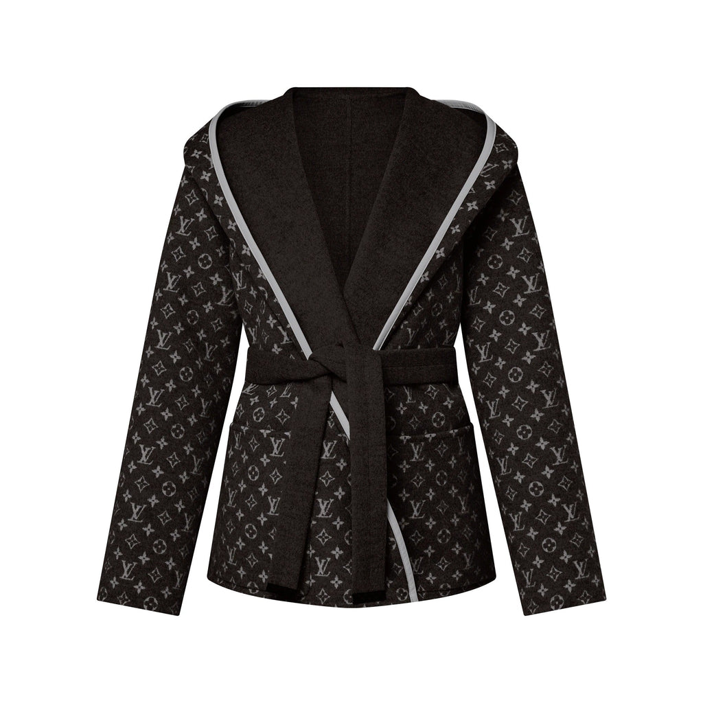 Reversible Signature Short Hooded Wrap Coat