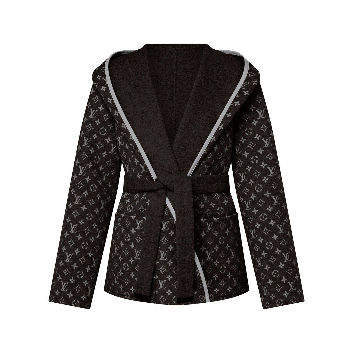 Reversible Signature Short Hooded Wrap Coat
