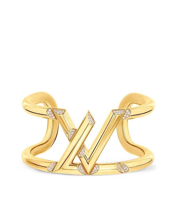 LV Volt One Cuff, Yellow Gold And Diamonds